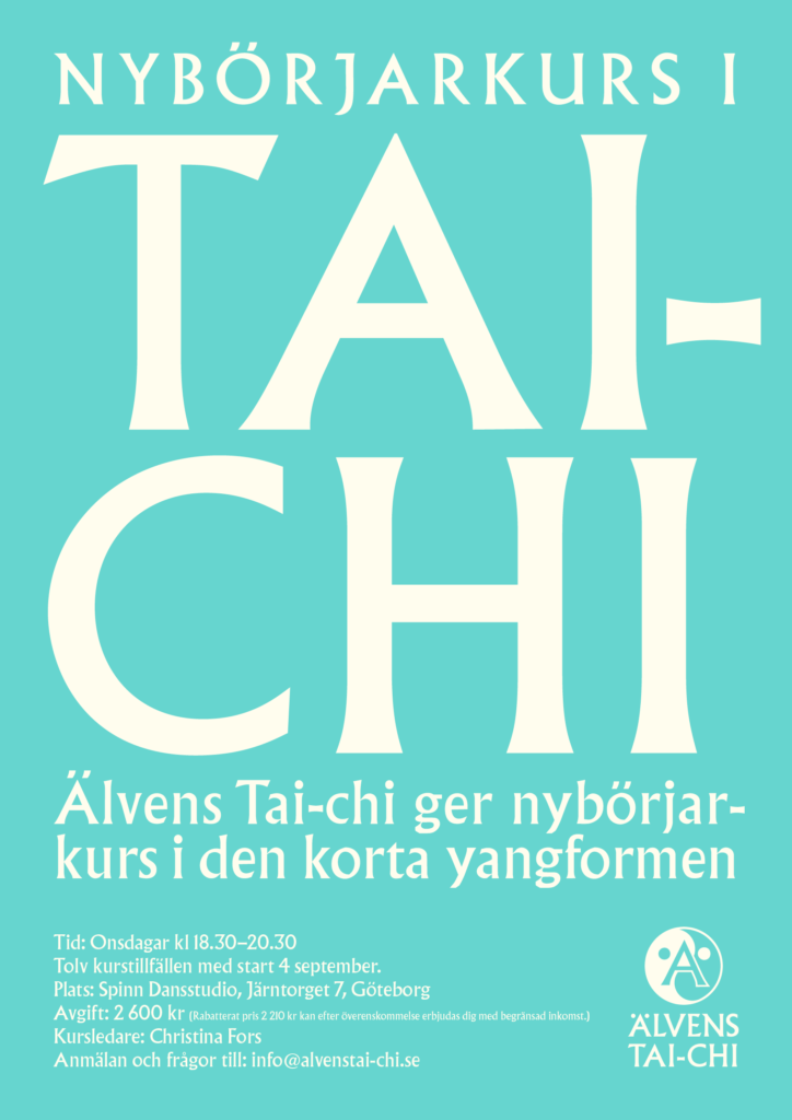 Poster för en nybörjarkurs i tai chi chuan genom Älvens tai chi.